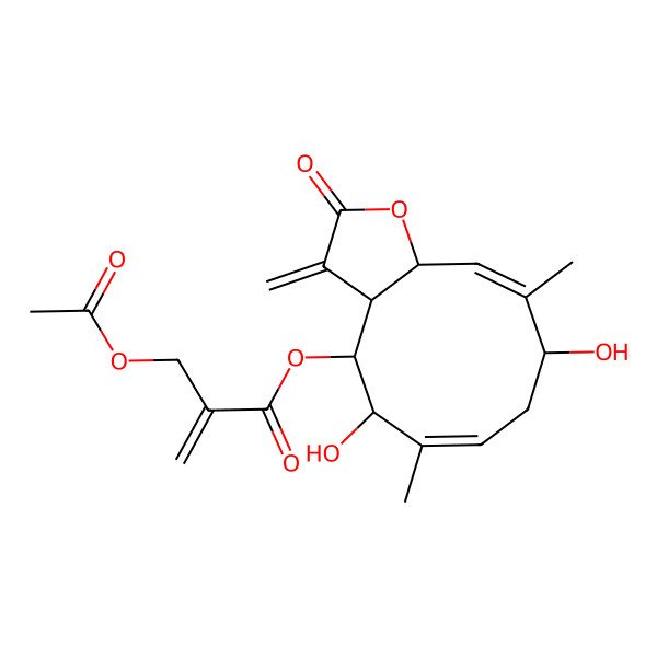 2D Structure of (5,9-Dihydroxy-6,10-dimethyl-3-methylidene-2-oxo-3a,4,5,8,9,11a-hexahydrocyclodeca[b]furan-4-yl) 2-(acetyloxymethyl)prop-2-enoate