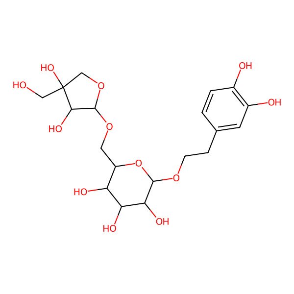 2D Structure of 2-[[3,4-Dihydroxy-4-(hydroxymethyl)oxolan-2-yl]oxymethyl]-6-[2-(3,4-dihydroxyphenyl)ethoxy]oxane-3,4,5-triol