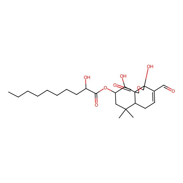 2D Structure of (4-formyl-3,10-dihydroxy-7,7-dimethyl-1-oxo-3a,6,6a,8,9,10-hexahydro-3H-benzo[d][2]benzofuran-9-yl) 2-hydroxydecanoate