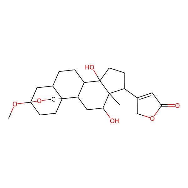 2D Structure of 3-(4,9-dihydroxy-15-methoxy-5-methyl-16-oxapentacyclo[13.2.2.01,13.02,10.05,9]nonadecan-6-yl)-2H-furan-5-one
