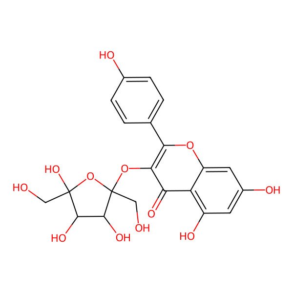 2D Structure of 5,7-Dihydroxy-2-(4-hydroxyphenyl)-3-[3,4,5-trihydroxy-2,5-bis(hydroxymethyl)oxolan-2-yl]oxychromen-4-one