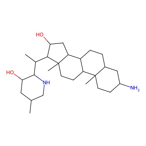 2D Structure of 2-[1-(3-amino-16-hydroxy-10,13-dimethyl-2,3,4,5,6,7,8,9,11,12,14,15,16,17-tetradecahydro-1H-cyclopenta[a]phenanthren-17-yl)ethyl]-5-methylpiperidin-3-ol