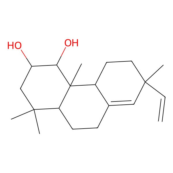 2D Structure of (3S,4R,4aS,4bS,7R,10aS)-7-ethenyl-1,1,4a,7-tetramethyl-3,4,4b,5,6,9,10,10a-octahydro-2H-phenanthrene-3,4-diol