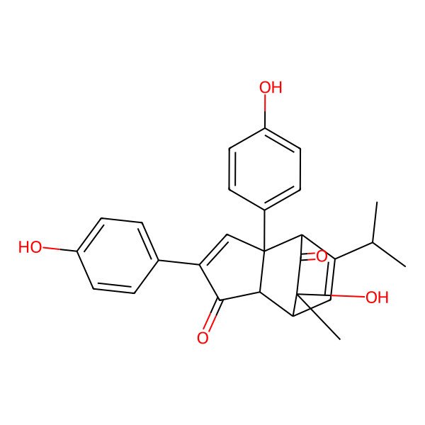 2D Structure of 9-Hydroxy-4,6-bis(4-hydroxyphenyl)-9-methyl-11-propan-2-yltricyclo[5.2.2.02,6]undeca-4,10-diene-3,8-dione