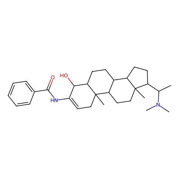 2D Structure of N-[17-[1-(dimethylamino)ethyl]-4-hydroxy-10,13-dimethyl-4,5,6,7,8,9,11,12,14,15,16,17-dodecahydro-1H-cyclopenta[a]phenanthren-3-yl]benzamide