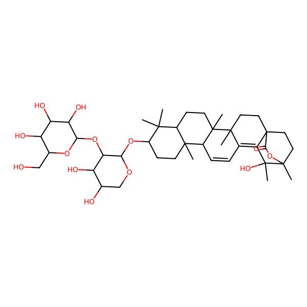 2D Structure of 10-[4,5-Dihydroxy-3-[3,4,5-trihydroxy-6-(hydroxymethyl)oxan-2-yl]oxyoxan-2-yl]oxy-19-hydroxy-4,5,9,9,13,19,20-heptamethyl-21-oxahexacyclo[18.2.2.01,18.04,17.05,14.08,13]tetracosa-15,17-dien-22-one