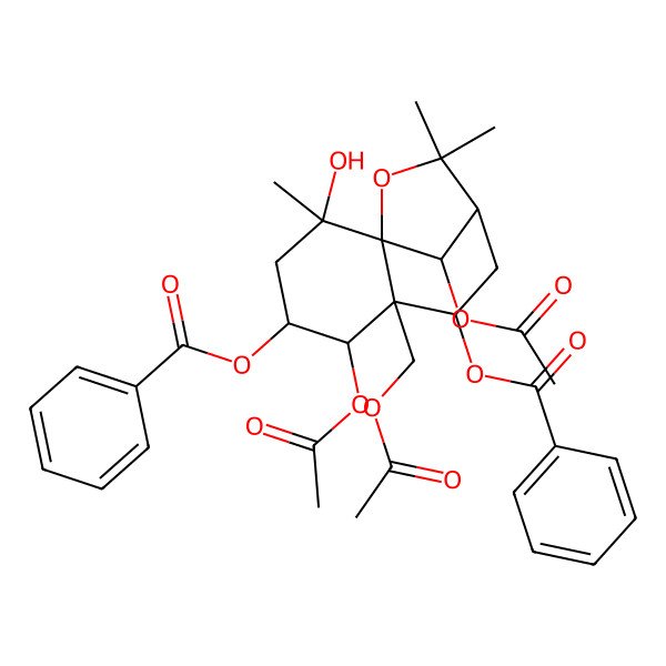 2D Structure of [5,12-Diacetyloxy-6-(acetyloxymethyl)-4-benzoyloxy-2-hydroxy-2,10,10-trimethyl-11-oxatricyclo[7.2.1.01,6]dodecan-7-yl] benzoate