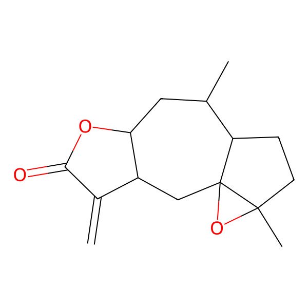 2D Structure of (1S,3R,7S,9S,10S,13R)-9,13-dimethyl-4-methylidene-6,14-dioxatetracyclo[8.4.0.01,13.03,7]tetradecan-5-one