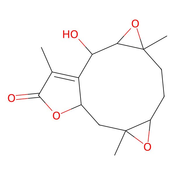 2D Structure of (2R,3R,5R,8S,10S,12S)-2-hydroxy-5,10,15-trimethyl-4,9,13-trioxatetracyclo[10.3.0.03,5.08,10]pentadec-1(15)-en-14-one