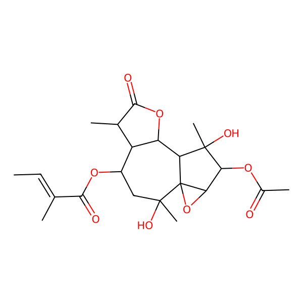 2D Structure of [(1S,2R,4S,5R,6S,9S,10S,11S,12S,13R)-12-acetyloxy-2,11-dihydroxy-2,6,11-trimethyl-7-oxo-8,14-dioxatetracyclo[8.4.0.01,13.05,9]tetradecan-4-yl] (Z)-2-methylbut-2-enoate