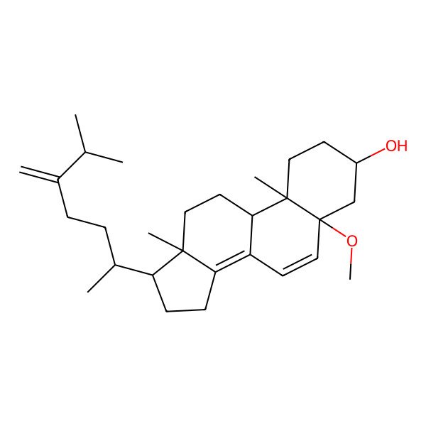 2D Structure of (3S,5S,9S,10R,13R,17R)-5-methoxy-10,13-dimethyl-17-[(2R)-6-methyl-5-methylideneheptan-2-yl]-1,2,3,4,9,11,12,15,16,17-decahydrocyclopenta[a]phenanthren-3-ol