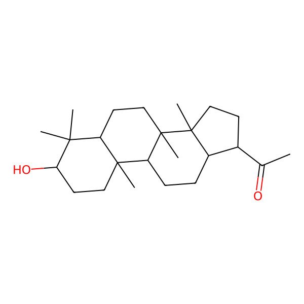 2D Structure of 1-[(3S,5R,8R,9R,10R,13R,14R,17S)-3-hydroxy-4,4,8,10,14-pentamethyl-2,3,5,6,7,9,11,12,13,15,16,17-dodecahydro-1H-cyclopenta[a]phenanthren-17-yl]ethanone