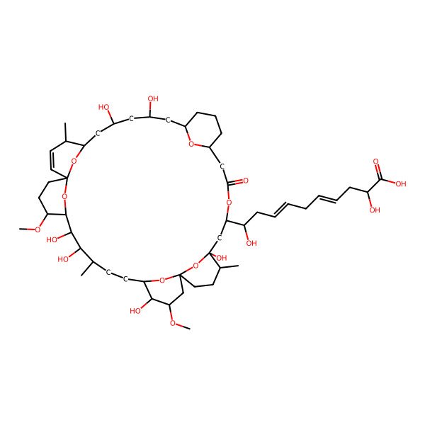 2D Structure of 10-(6,7,12,19,31,33-Hexahydroxy-4,13-dimethoxy-8,18,36-trimethyl-23-oxo-22,39,40,41,42,43-hexaoxahexacyclo[33.3.1.11,5.111,15.115,19.125,29]tritetracont-37-en-21-yl)-2,10-dihydroxydeca-4,7-dienoic acid