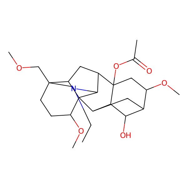 2D Structure of [(1S,2R,3R,4S,5S,6S,8S,9S,10R,13S,16S,17R)-11-ethyl-4-hydroxy-6,16-dimethoxy-13-(methoxymethyl)-11-azahexacyclo[7.7.2.12,5.01,10.03,8.013,17]nonadecan-8-yl] acetate
