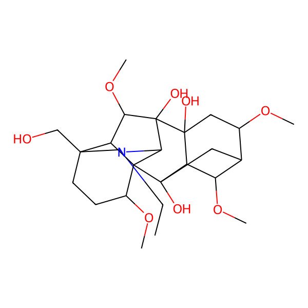 2D Structure of (1R,2S,3S,4S,5R,6S,8R,9S,10S,13S,16S,17R,18S)-11-ethyl-13-(hydroxymethyl)-4,6,16,18-tetramethoxy-11-azahexacyclo[7.7.2.12,5.01,10.03,8.013,17]nonadecane-2,8,9-triol