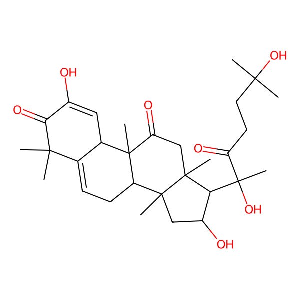 2D Structure of 17-(2,6-dihydroxy-6-methyl-3-oxoheptan-2-yl)-2,16-dihydroxy-4,4,9,13,14-pentamethyl-8,10,12,15,16,17-hexahydro-7H-cyclopenta[a]phenanthrene-3,11-dione