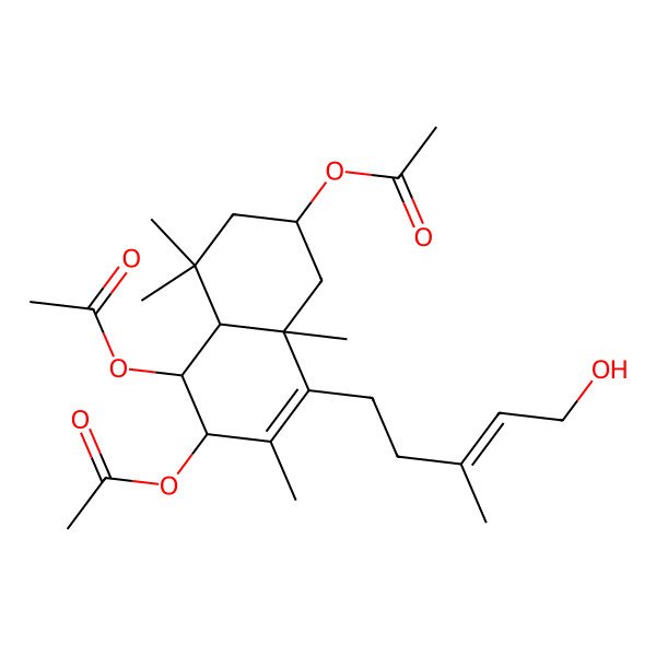 2D Structure of [(2S,4aS,5S,6S,8aS)-5,6-diacetyloxy-8-[(E)-5-hydroxy-3-methylpent-3-enyl]-4,4,7,8a-tetramethyl-1,2,3,4a,5,6-hexahydronaphthalen-2-yl] acetate