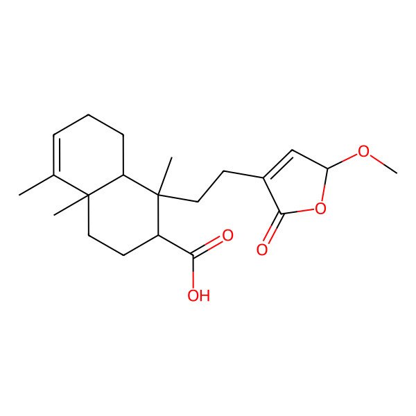 2D Structure of 1-[2-(2-methoxy-5-oxo-2H-furan-4-yl)ethyl]-1,4a,5-trimethyl-2,3,4,7,8,8a-hexahydronaphthalene-2-carboxylic acid