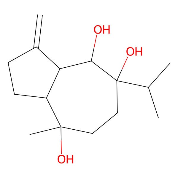 2D Structure of (3aS,4S,5S,8S,8aR)-8-methyl-3-methylidene-5-propan-2-yl-2,3a,4,6,7,8a-hexahydro-1H-azulene-4,5,8-triol