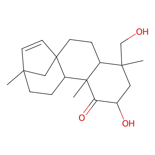 2D Structure of (1R,4R,5R,7S,9S,10R,13S)-7-hydroxy-5-(hydroxymethyl)-5,9,13-trimethyltetracyclo[11.2.1.01,10.04,9]hexadec-14-en-8-one