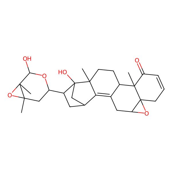 2D Structure of 17-Hydroxy-18-(2-hydroxy-1,6-dimethyl-3,7-dioxabicyclo[4.1.0]heptan-4-yl)-12,16-dimethyl-6-oxahexacyclo[15.2.1.02,16.03,13.05,7.07,12]icosa-2,9-dien-11-one