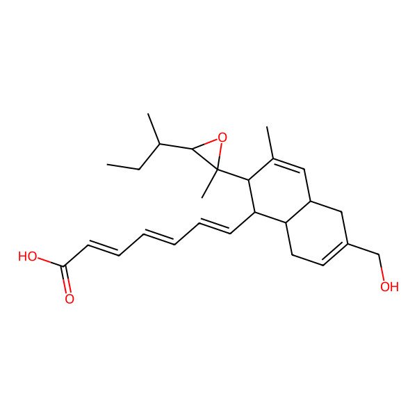 2D Structure of 7-[2-(3-Butan-2-yl-2-methyloxiran-2-yl)-6-(hydroxymethyl)-3-methyl-1,2,4a,5,8,8a-hexahydronaphthalen-1-yl]hepta-2,4,6-trienoic acid