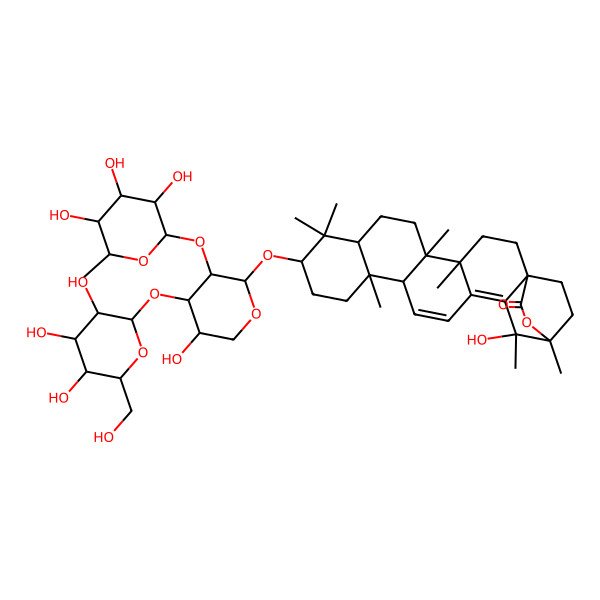 2D Structure of (1S,4R,5R,8R,10R,13R,14R,19S,20R)-19-hydroxy-10-[(2R,3S,4S,5S)-5-hydroxy-4-[(2R,3S,4R,5R,6S)-3,4,5-trihydroxy-6-(hydroxymethyl)oxan-2-yl]oxy-3-[(2R,3R,4S,5S,6R)-3,4,5-trihydroxy-6-methyloxan-2-yl]oxyoxan-2-yl]oxy-4,5,9,9,13,19,20-heptamethyl-21-oxahexacyclo[18.2.2.01,18.04,17.05,14.08,13]tetracosa-15,17-dien-22-one
