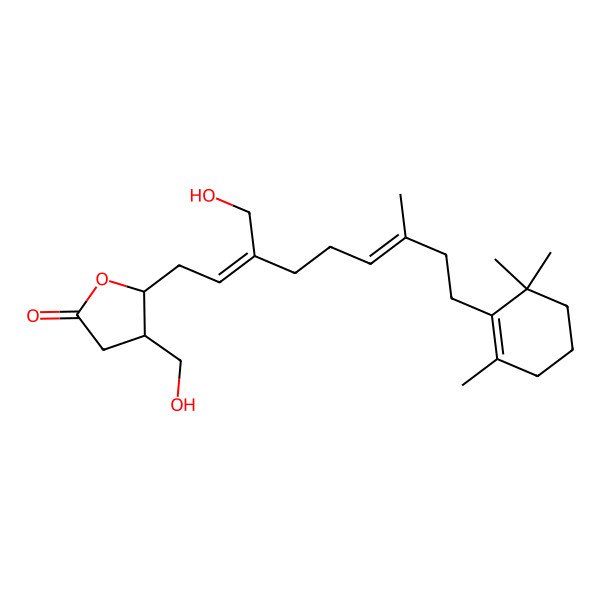 2D Structure of (4R,5R)-4-(hydroxymethyl)-5-[(2Z,6E)-3-(hydroxymethyl)-7-methyl-9-(2,6,6-trimethylcyclohexen-1-yl)nona-2,6-dienyl]oxolan-2-one