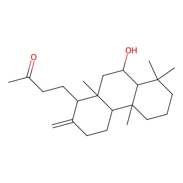 2D Structure of 4-[(1R,4aS,4bR,8aS,9S,10aS)-9-hydroxy-4b,8,8,10a-tetramethyl-2-methylidene-1,3,4,4a,5,6,7,8a,9,10-decahydrophenanthren-1-yl]butan-2-one