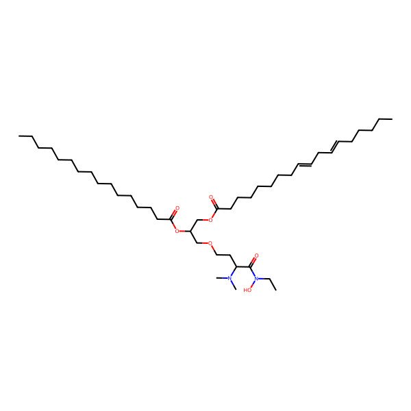 2D Structure of [3-[3-(dimethylamino)-4-[ethyl(hydroxy)amino]-4-oxobutoxy]-2-hexadecanoyloxypropyl] (9E,12E)-octadeca-9,12-dienoate
