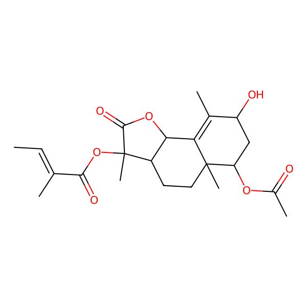 2D Structure of [(3S,3aR,5aS,6S,8S,9bR)-6-acetyloxy-8-hydroxy-3,5a,9-trimethyl-2-oxo-4,5,6,7,8,9b-hexahydro-3aH-benzo[g][1]benzofuran-3-yl] (Z)-2-methylbut-2-enoate