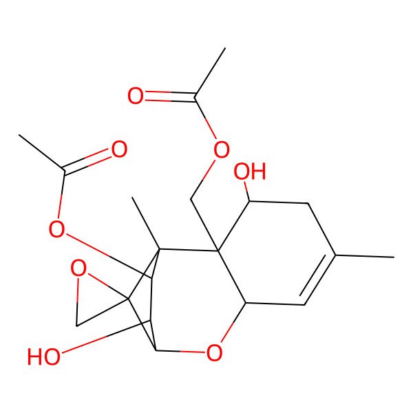 2D Structure of [(1R,2R,3R,7R,9R,10R,11S,12S)-11-acetyloxy-3,10-dihydroxy-1,5-dimethylspiro[8-oxatricyclo[7.2.1.02,7]dodec-5-ene-12,2'-oxirane]-2-yl]methyl acetate