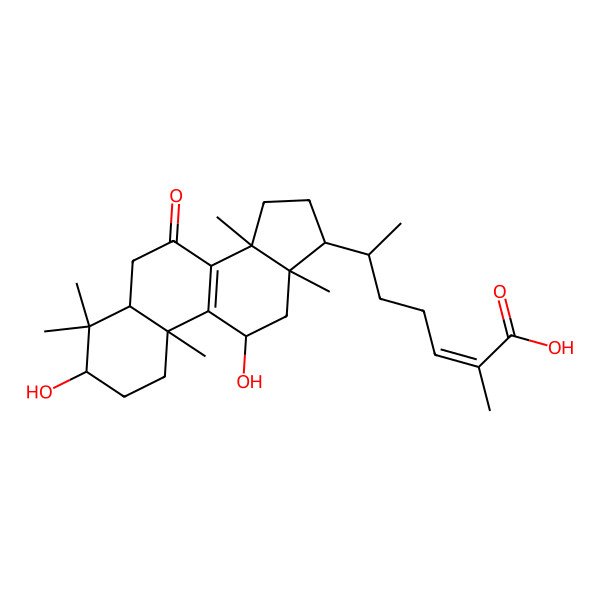 2D Structure of 6-(3,11-Dihydroxy-4,4,10,13,14-pentamethyl-7-oxo-1,2,3,5,6,11,12,15,16,17-decahydrocyclopenta[a]phenanthren-17-yl)-2-methylhept-2-enoic acid