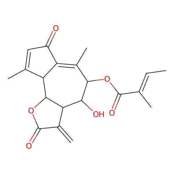 2D Structure of [(3aS,4R,5R,9aS,9bR)-4-hydroxy-6,9-dimethyl-3-methylidene-2,7-dioxo-4,5,9a,9b-tetrahydro-3aH-azuleno[4,5-b]furan-5-yl] (Z)-2-methylbut-2-enoate