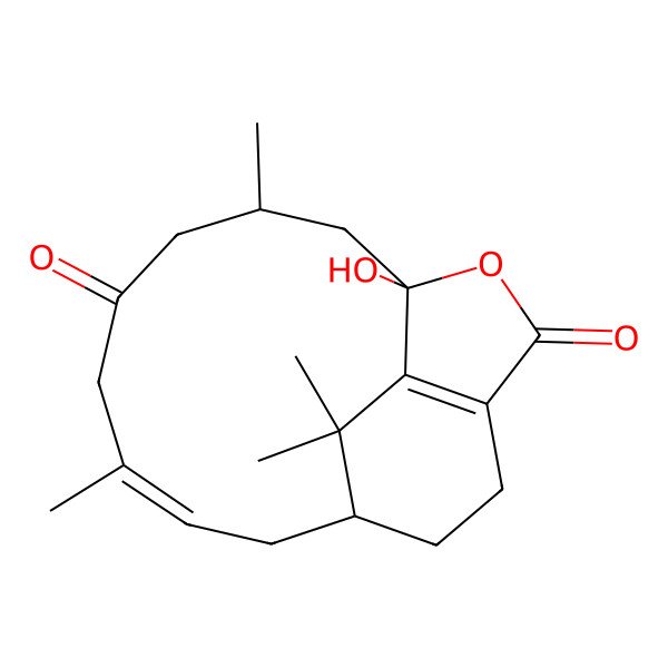 2D Structure of (1R,3S,7Z,10S)-1-hydroxy-3,7,17,17-tetramethyl-15-oxatricyclo[8.5.2.013,16]heptadeca-7,13(16)-diene-5,14-dione