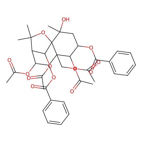 2D Structure of [(1S,2S,4S,5R,6S,7R,8S,9R,12R)-5,8,12-triacetyloxy-6-(acetyloxymethyl)-7-benzoyloxy-2-hydroxy-2,10,10-trimethyl-11-oxatricyclo[7.2.1.01,6]dodecan-4-yl] benzoate
