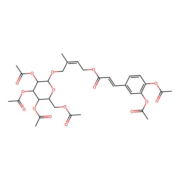 2D Structure of [(E)-3-methyl-4-[(2R,3R,4S,5R,6R)-3,4,5-triacetyloxy-6-(acetyloxymethyl)oxan-2-yl]oxybut-2-enyl] (E)-3-(3,4-diacetyloxyphenyl)prop-2-enoate