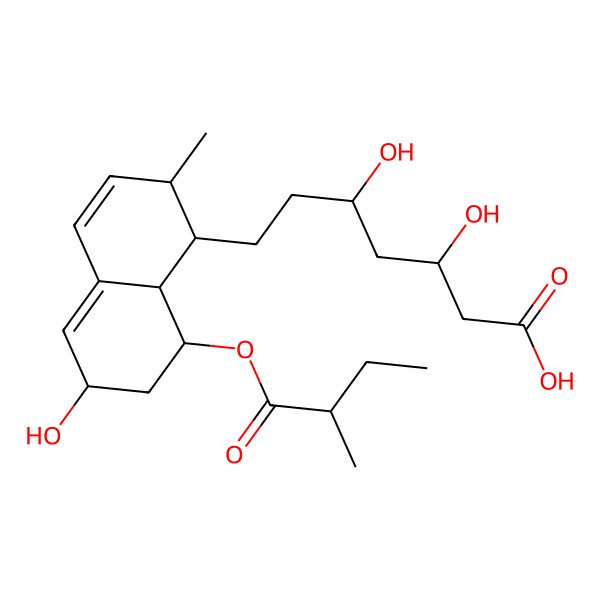 2D Structure of (3S,5S)-7-[(1S,2S,6S,8S,8aR)-6-hydroxy-2-methyl-8-[(2S)-2-methylbutanoyl]oxy-1,2,6,7,8,8a-hexahydronaphthalen-1-yl]-3,5-dihydroxyheptanoic acid