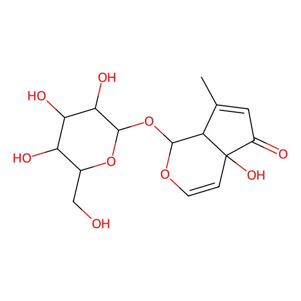 2D Structure of 4a-Hydroxy-7-methyl-1-[3,4,5-trihydroxy-6-(hydroxymethyl)oxan-2-yl]oxy-1,7a-dihydrocyclopenta[c]pyran-5-one