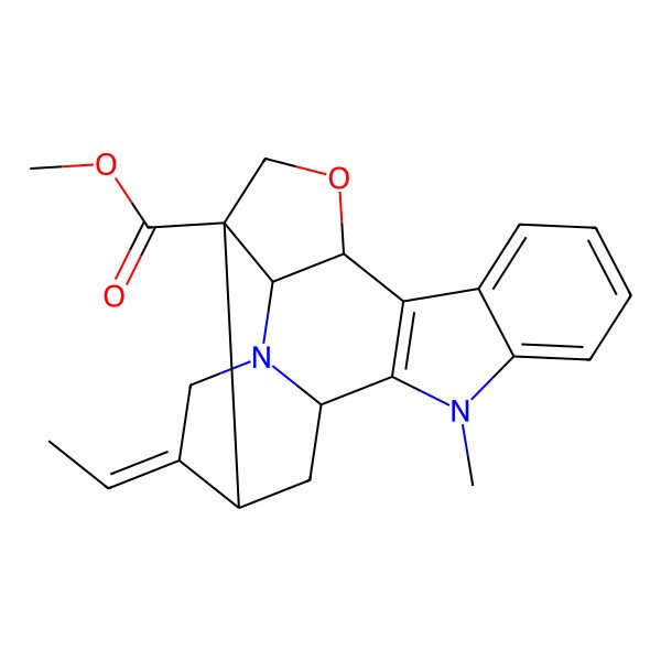 2D Structure of methyl (4S,5E,8R,9R,12R)-5-ethylidene-20-methyl-11-oxa-7,20-diazahexacyclo[11.7.0.02,7.04,9.08,12.014,19]icosa-1(13),14,16,18-tetraene-9-carboxylate