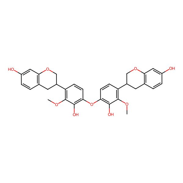 2D Structure of 3-[3-hydroxy-4-[2-hydroxy-4-(7-hydroxy-3,4-dihydro-2H-chromen-3-yl)-3-methoxyphenoxy]-2-methoxyphenyl]-3,4-dihydro-2H-chromen-7-ol