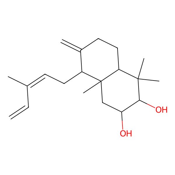 2D Structure of (2R,3R,4aS,8S,8aR)-4,4,8a-trimethyl-7-methylidene-8-[(2E)-3-methylpenta-2,4-dienyl]-2,3,4a,5,6,8-hexahydro-1H-naphthalene-2,3-diol