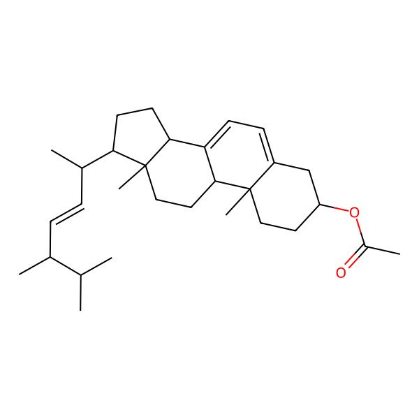 2D Structure of [(3S,9R,10R,13S,14S,17R)-17-[(E,2S,5R)-5,6-dimethylhept-3-en-2-yl]-10,13-dimethyl-2,3,4,9,11,12,14,15,16,17-decahydro-1H-cyclopenta[a]phenanthren-3-yl] acetate