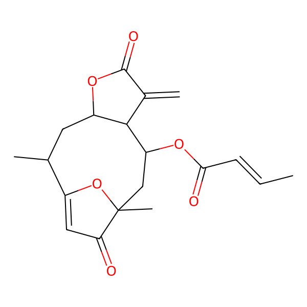 2D Structure of [(2S,4R,8S,9R,11R)-2,11-dimethyl-7-methylidene-6,12-dioxo-5,14-dioxatricyclo[9.2.1.04,8]tetradec-1(13)-en-9-yl] (E)-but-2-enoate