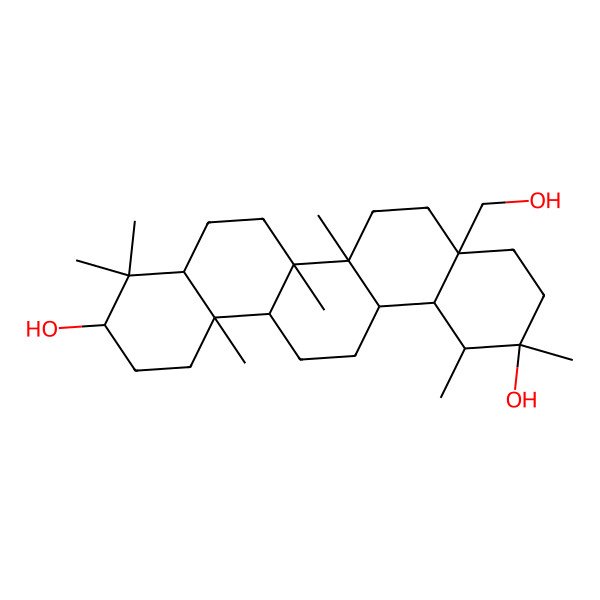 2D Structure of 4a-(Hydroxymethyl)-1,2,6a,6b,9,9,12a-heptamethyl-1,3,4,5,6,6a,7,8,8a,10,11,12,13,14,14a,14b-hexadecahydropicene-2,10-diol