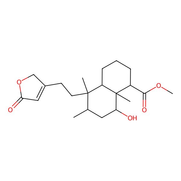 2D Structure of methyl (1R,4aR,5S,6R,8S,8aR)-8-hydroxy-5,6,8a-trimethyl-5-[2-(5-oxo-2H-furan-3-yl)ethyl]-1,2,3,4,4a,6,7,8-octahydronaphthalene-1-carboxylate