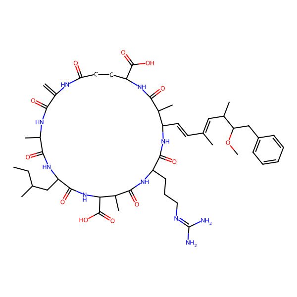 2D Structure of (5R,8S,11R,12S,15S,18S,19S,22R)-15-[3-(diaminomethylideneamino)propyl]-18-[(1E,3E,5S,6S)-6-methoxy-3,5-dimethyl-7-phenylhepta-1,3-dienyl]-5,12,19-trimethyl-8-(2-methylbutyl)-2-methylidene-3,6,9,13,16,20,25-heptaoxo-1,4,7,10,14,17,21-heptazacyclopentacosane-11,22-dicarboxylic acid