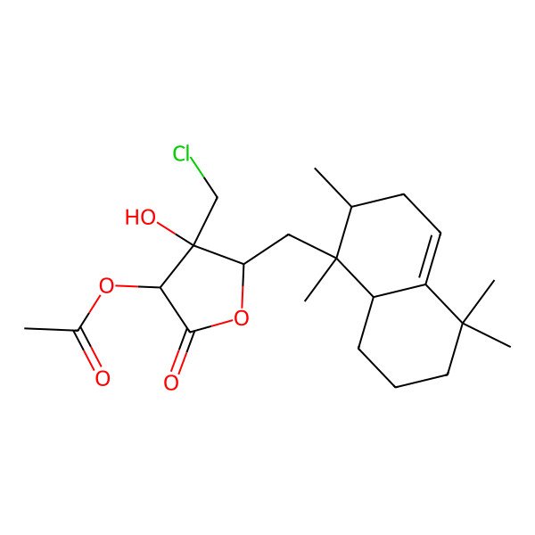 2D Structure of [4-(Chloromethyl)-4-hydroxy-2-oxo-5-[(1,2,5,5-tetramethyl-2,3,6,7,8,8a-hexahydronaphthalen-1-yl)methyl]oxolan-3-yl] acetate