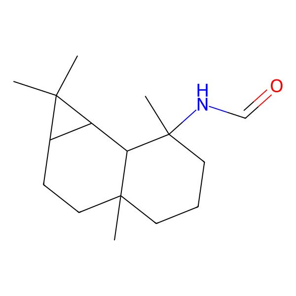 2D Structure of N-[(1aS,3aR,7R,7aR,7bS)-1,1,3a,7-tetramethyl-1a,2,3,4,5,6,7a,7b-octahydrocyclopropa[a]naphthalen-7-yl]formamide