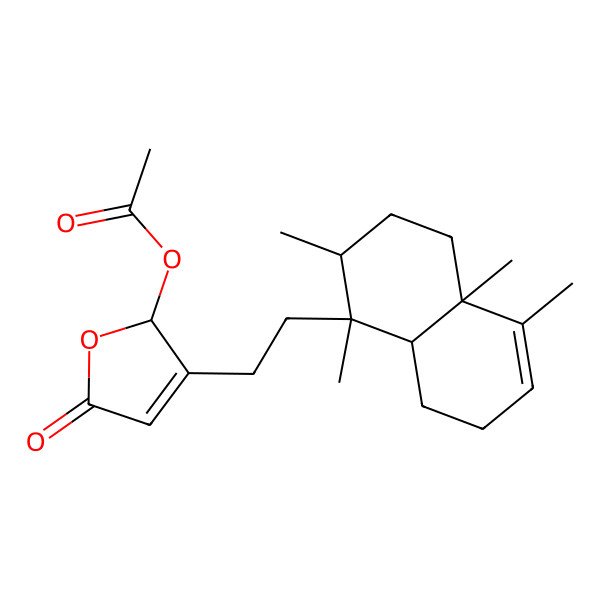 2D Structure of 2(5H)-Furanone, 5-(acetyloxy)-4-[2-[(1R,2S,4aS,8aS)-1,2,3,4,4a,7,8,8a-octahydro-1,2,4a,5-tetramethyl-1-naphthalenyl]ethyl]-, rel-